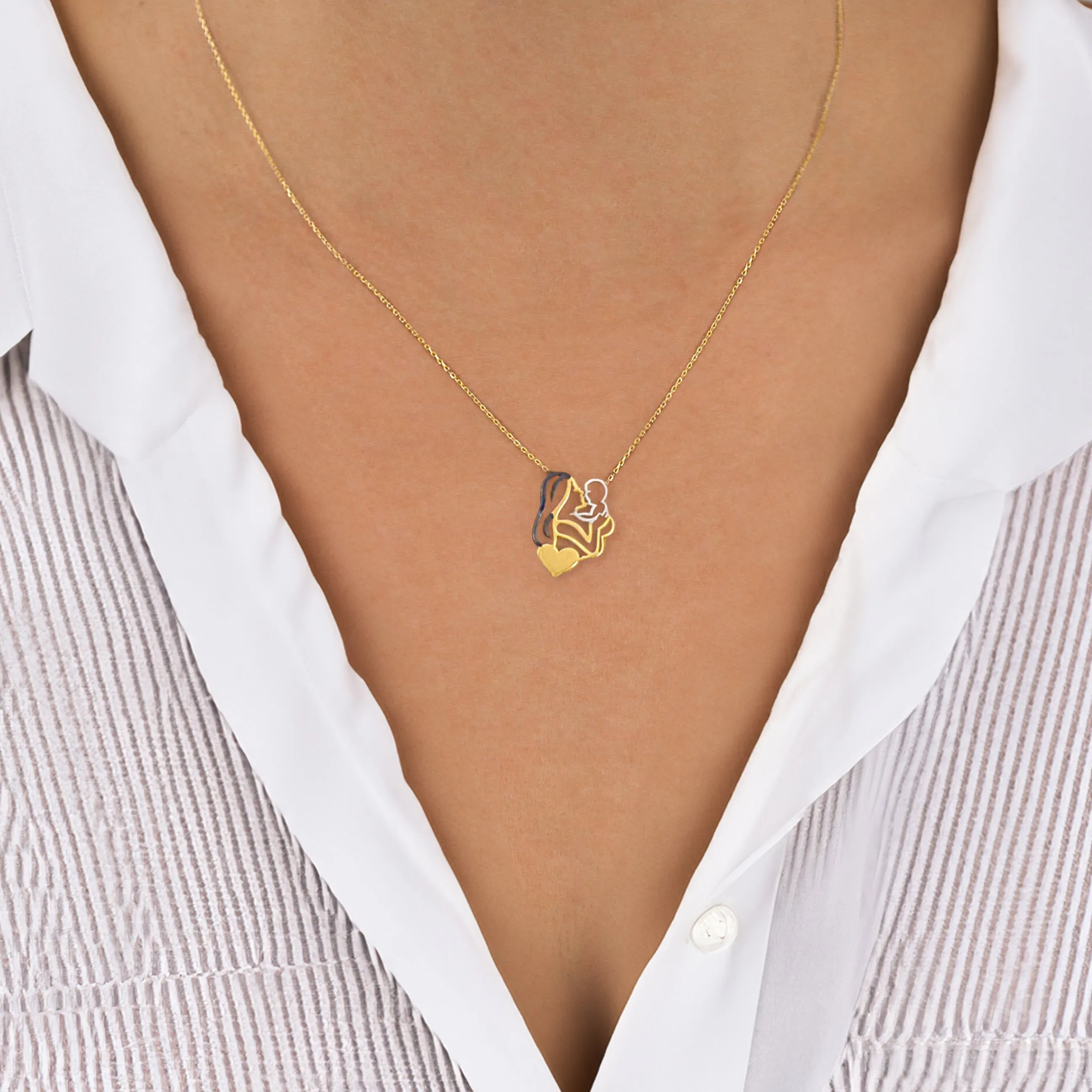 New Mom Necklace | 14K Solid Gold