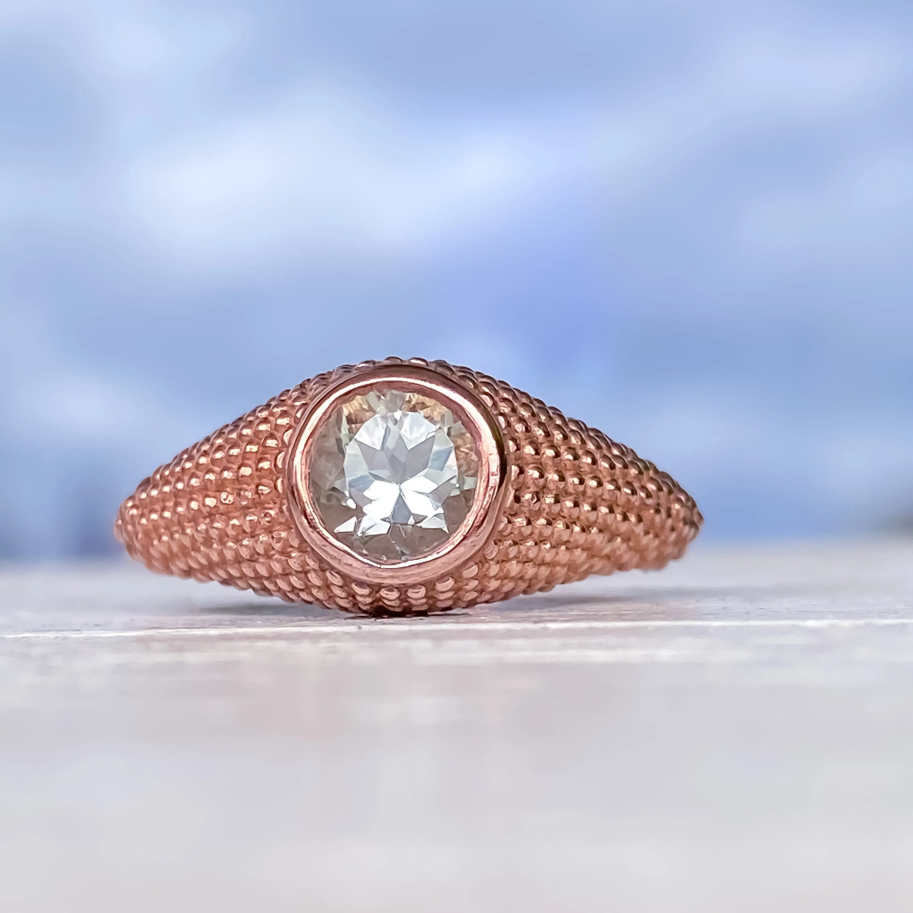 Nubia Round Green Amethyst Rose Gold Ring Size 7US