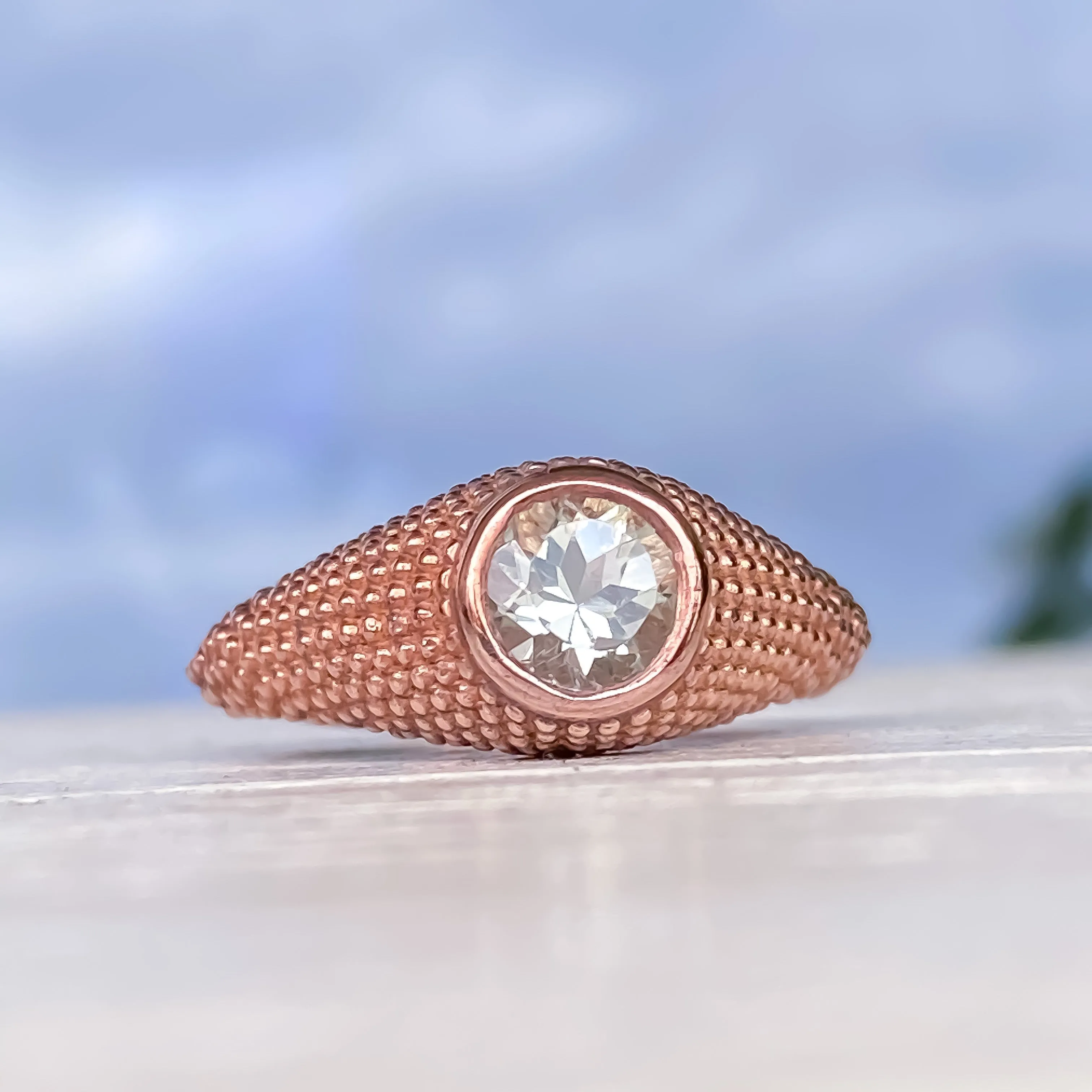 Nubia Round Green Amethyst Rose Gold Ring Size 7US