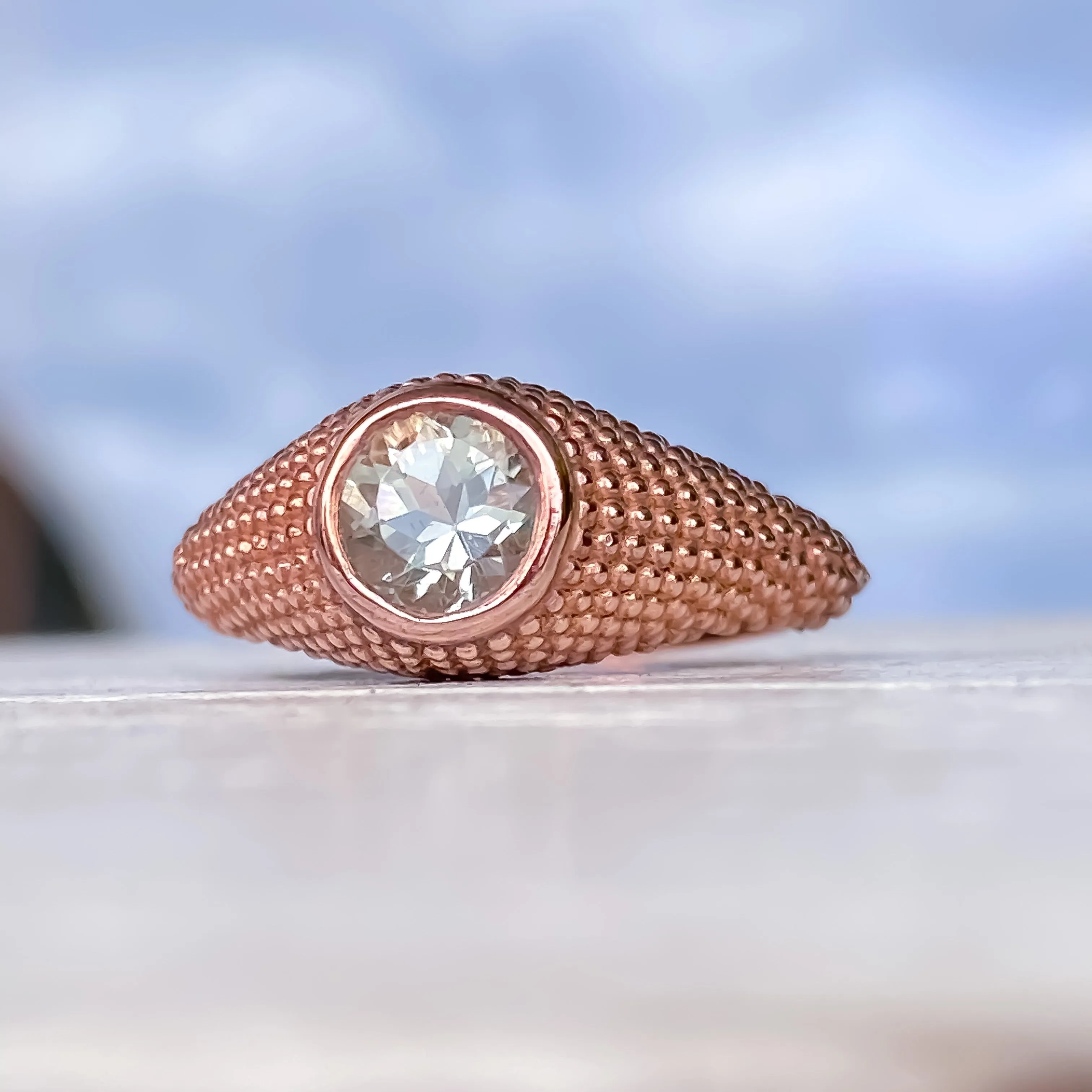 Nubia Round Green Amethyst Rose Gold Ring Size 7US