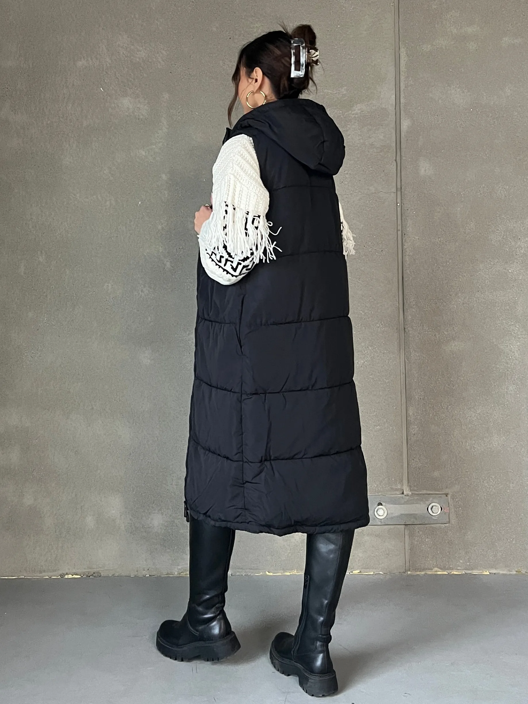 ONLY Alina Long Hooded Puffer Vest