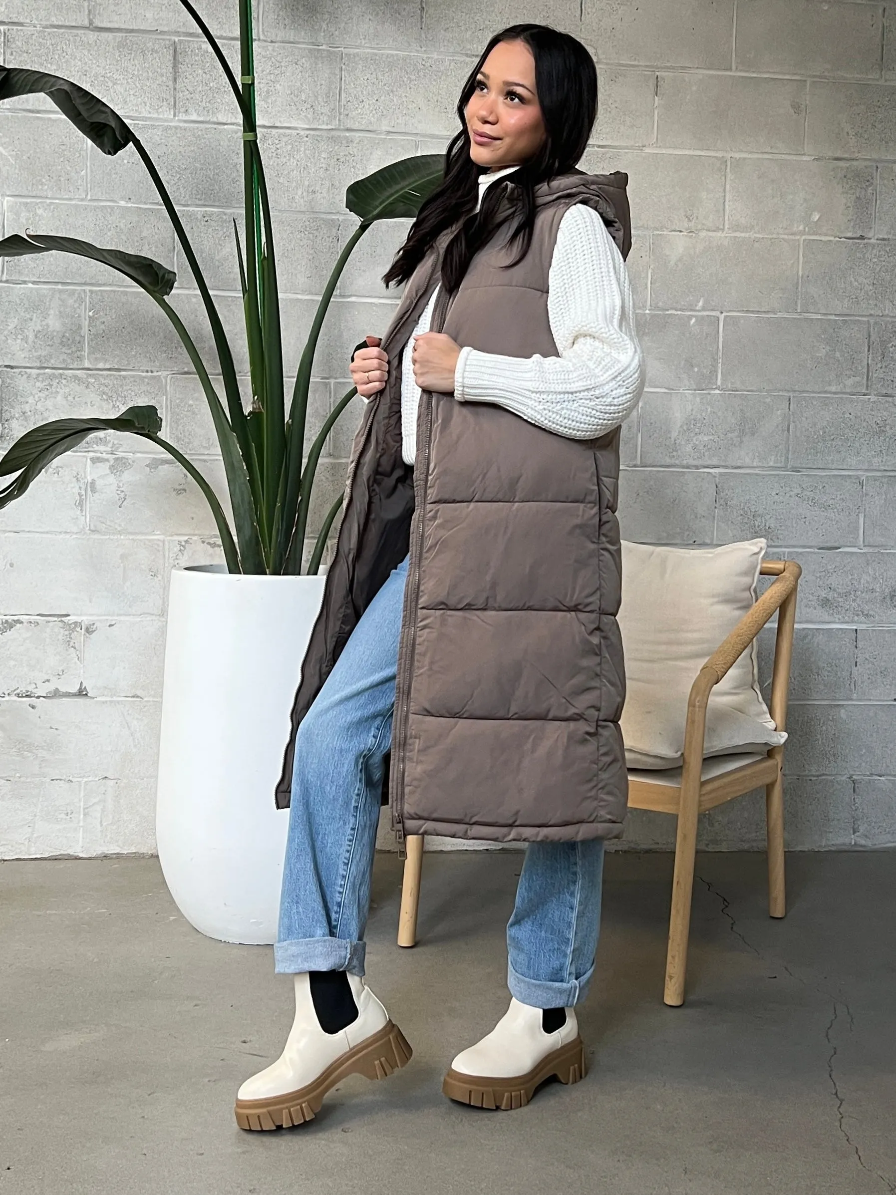 ONLY Alina Long Hooded Puffer Vest