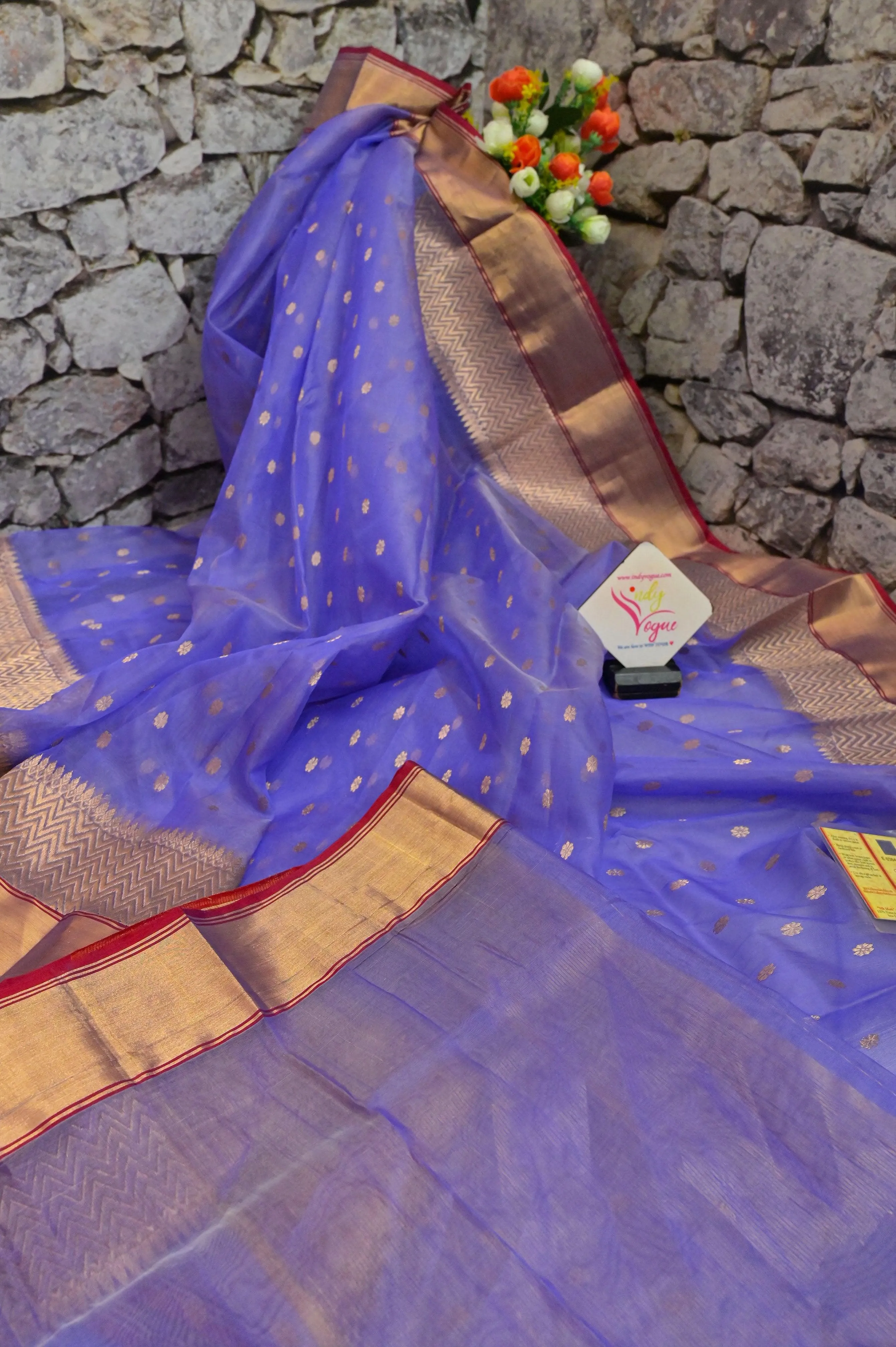 Orchid Color Pure Chanderi Banarasi Silk Saree