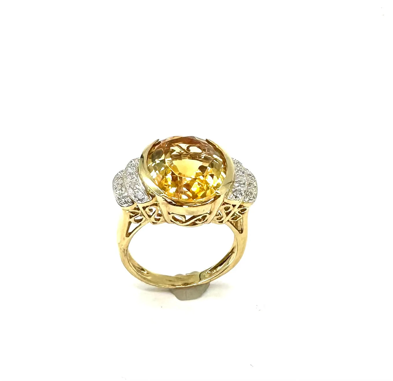 Oval Citrine Ring W/ Diamond Accent