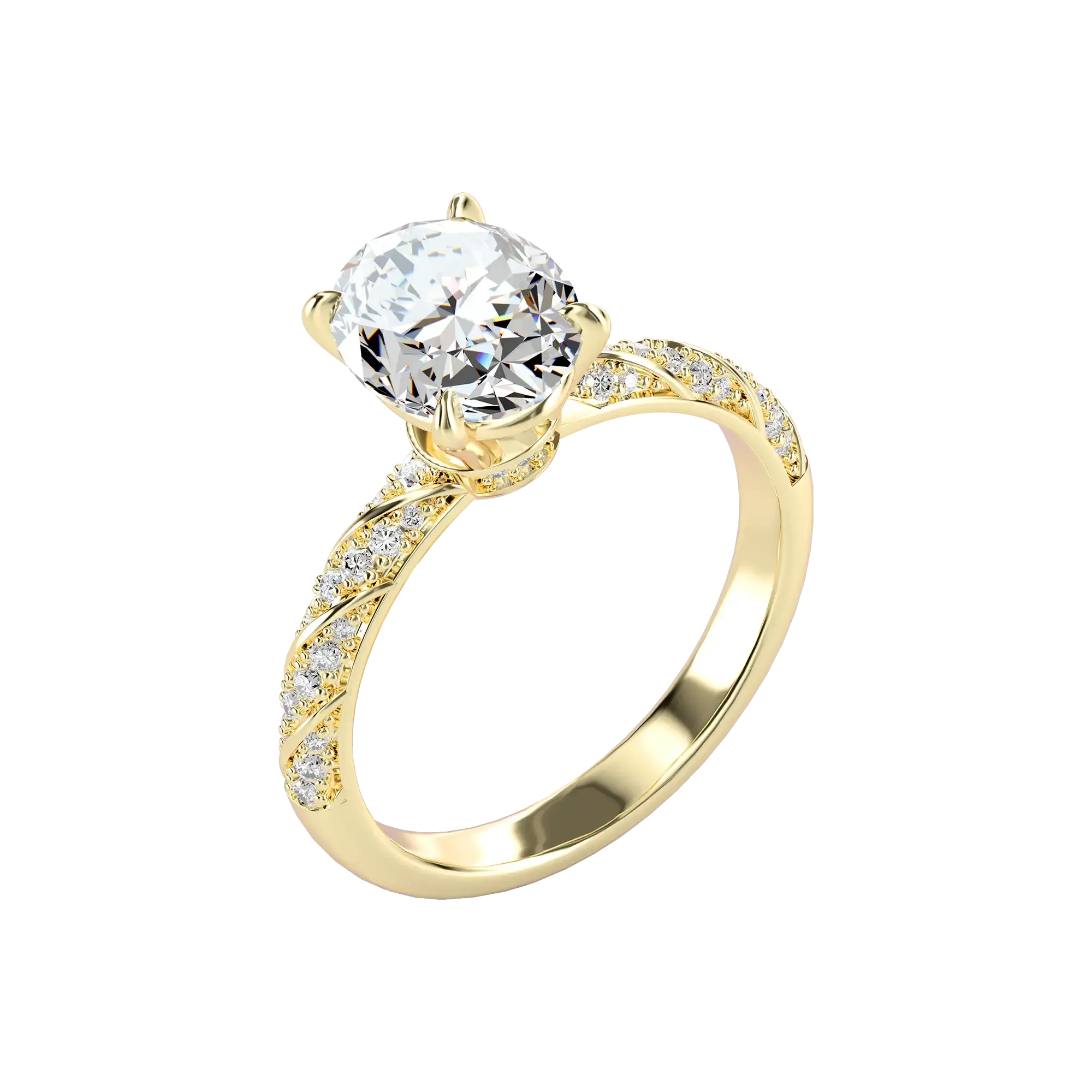 Oval Cut Diamond Rope Engagement Ring