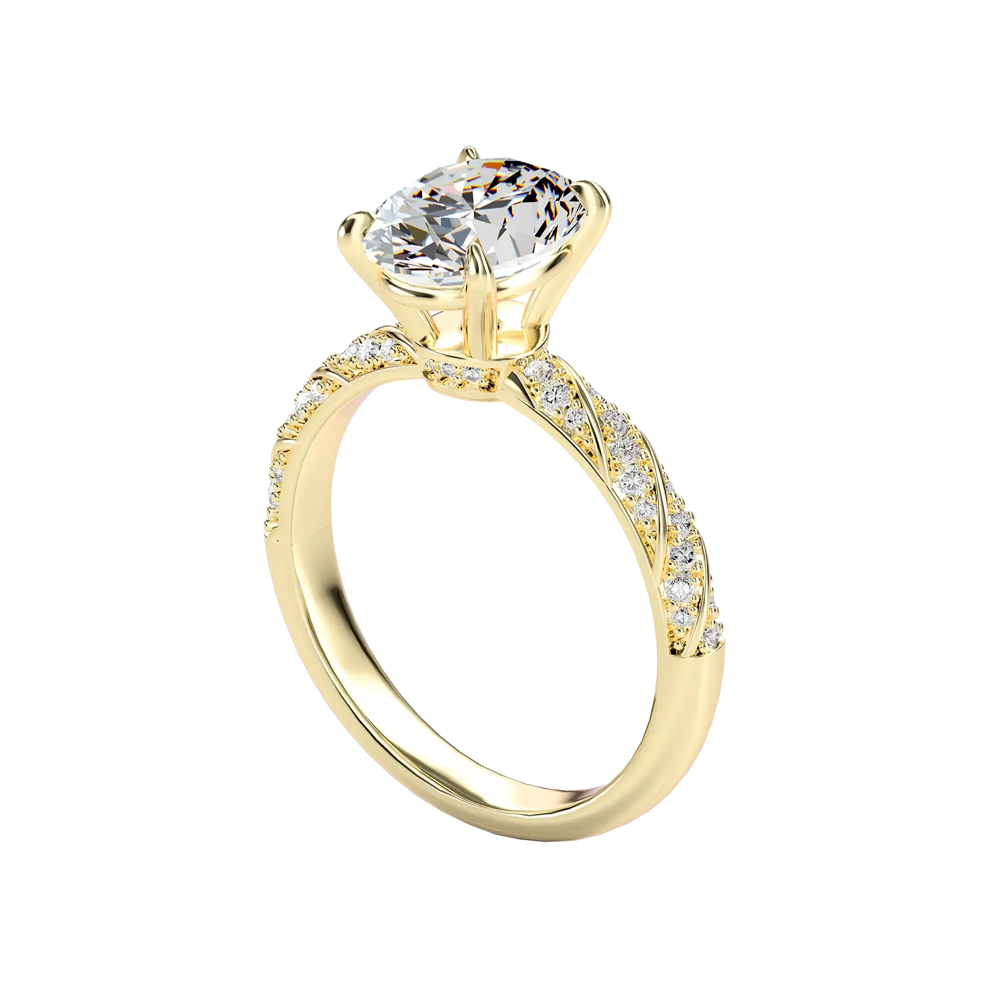 Oval Cut Diamond Rope Engagement Ring