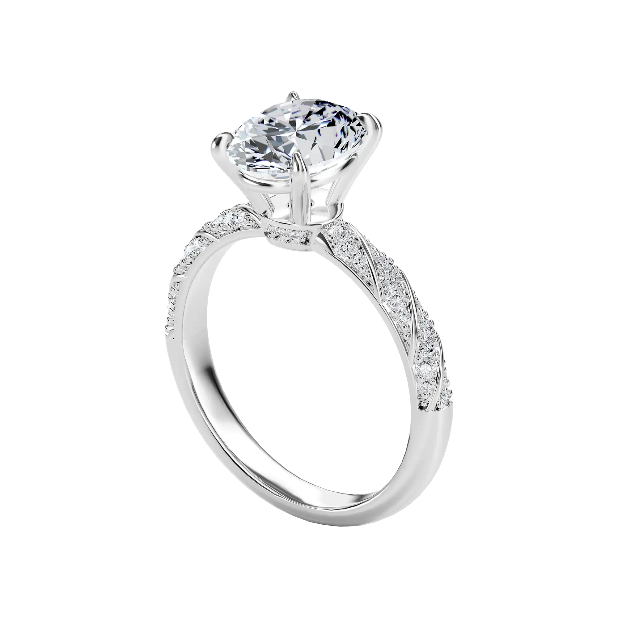 Oval Cut Diamond Rope Engagement Ring