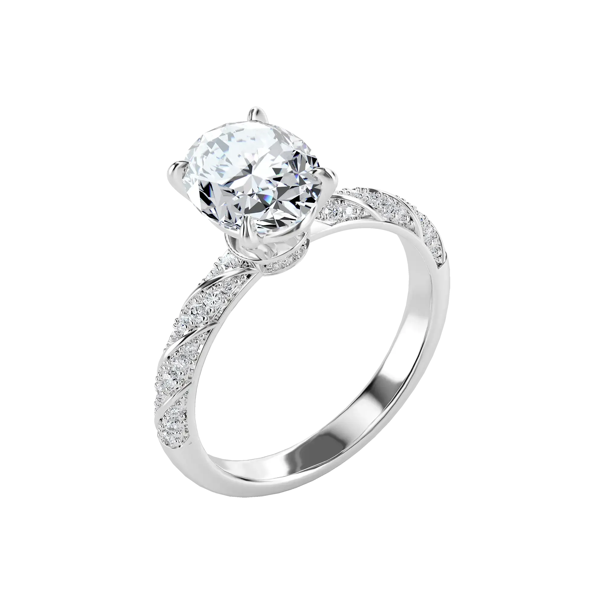 Oval Cut Diamond Rope Engagement Ring