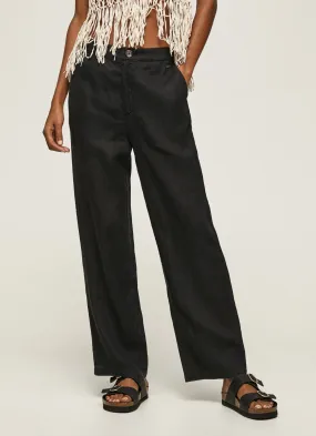 Pepe Jeans Straight casual trousers in fluid fabric PL211600 999 black