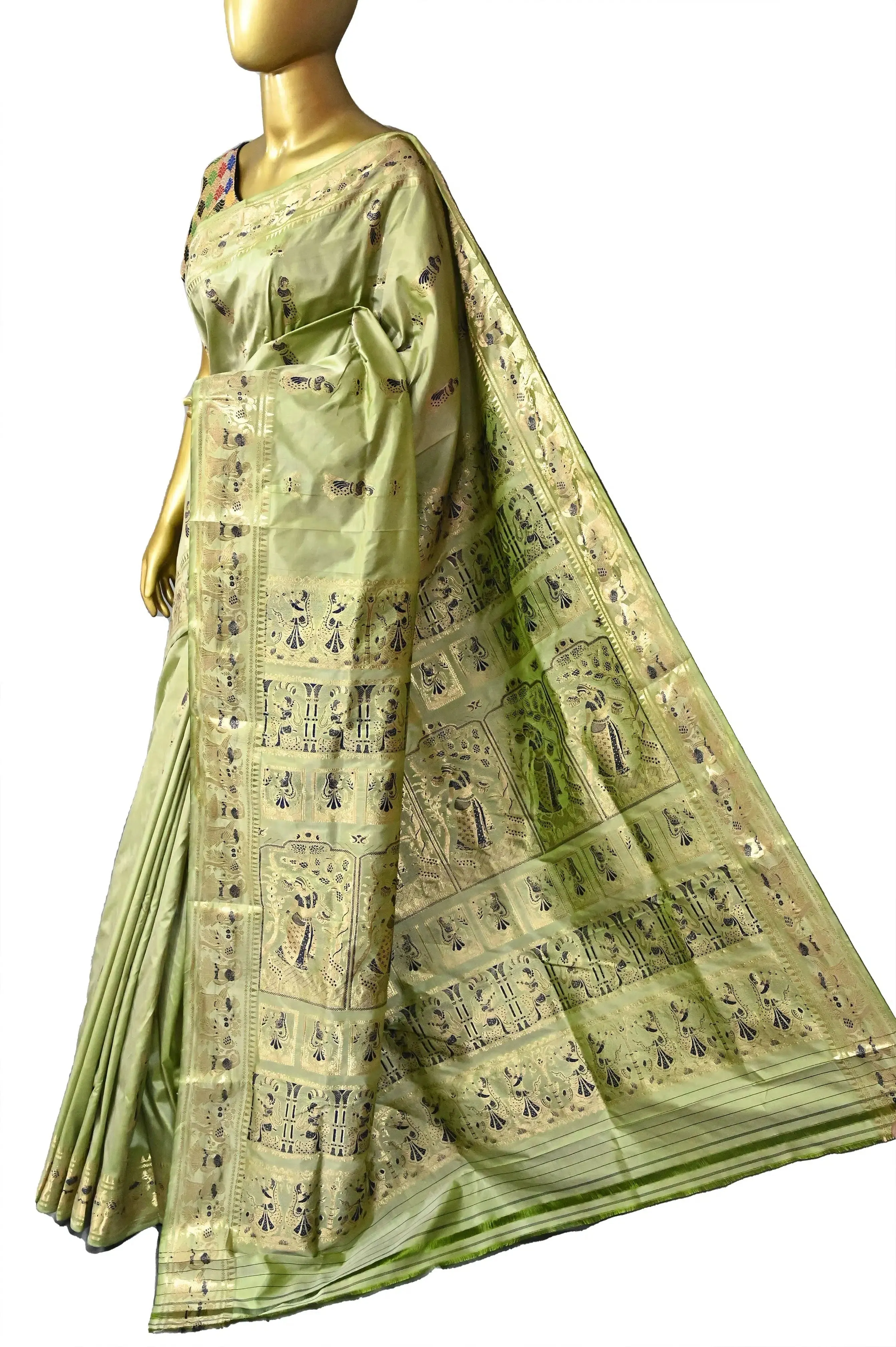 Pista Green Color Pure Swarnachari Silk Saree with Zari Work