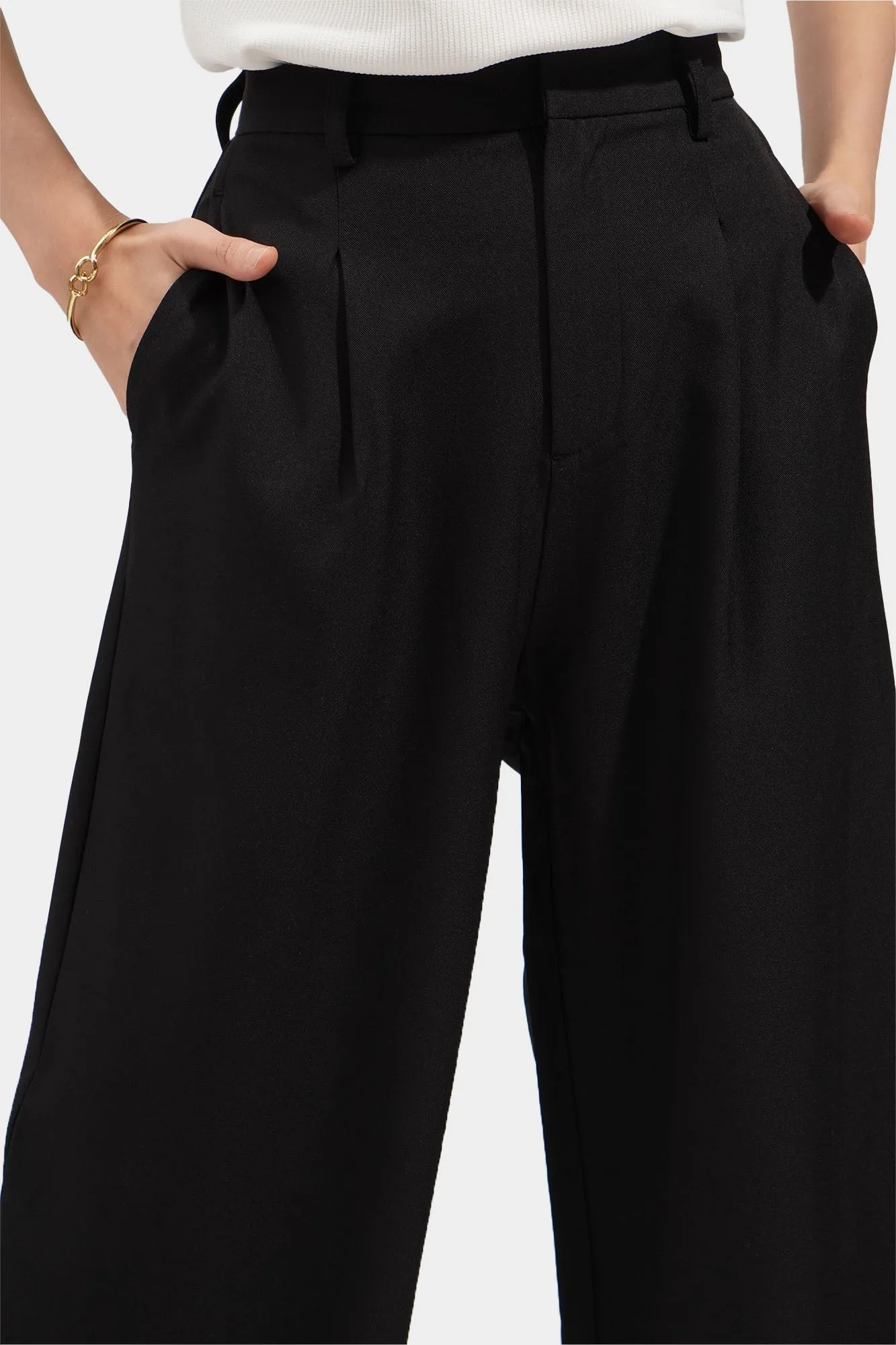 Pleated Wide Leg Trousers