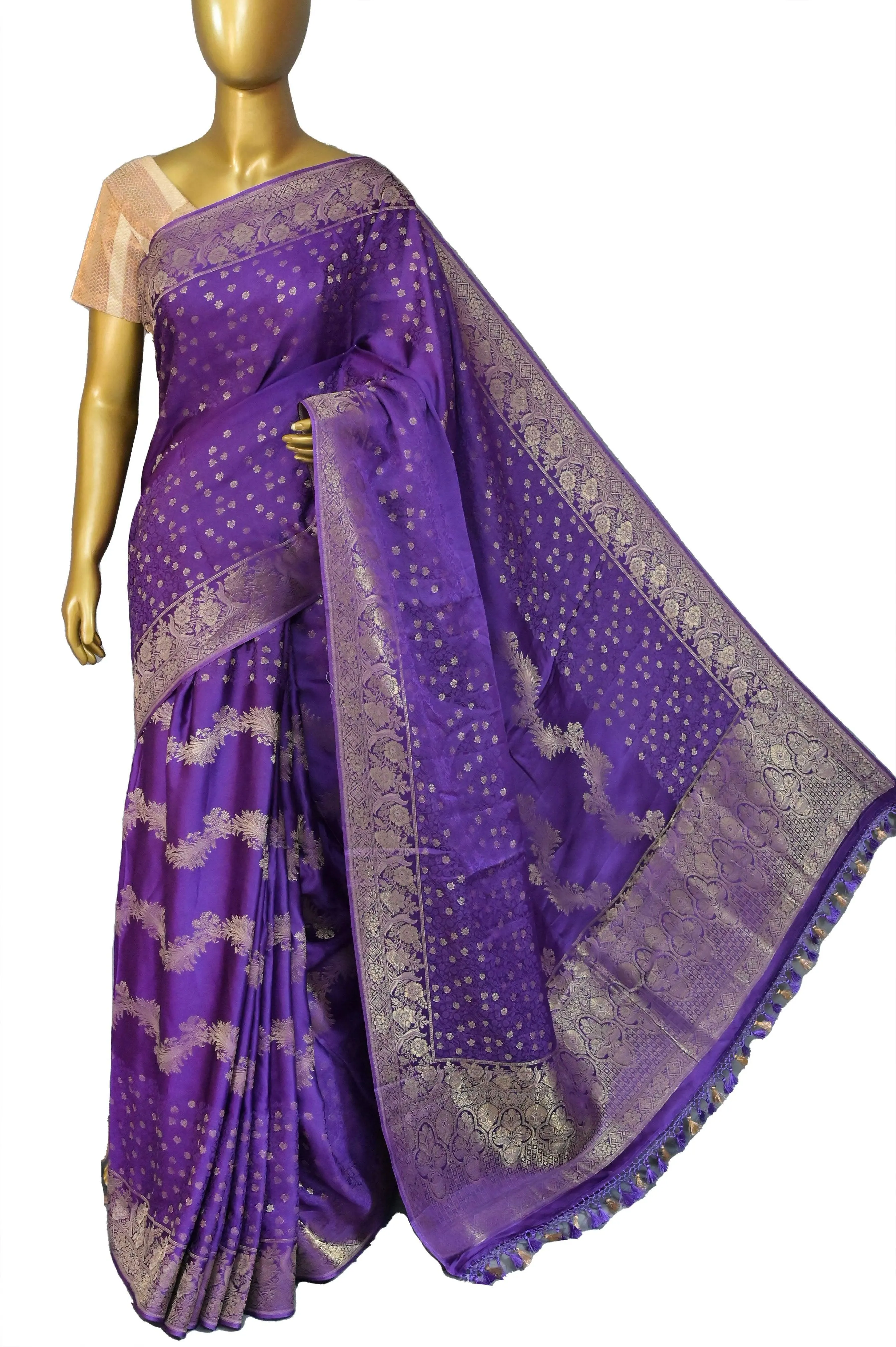 Purple Color Mashru Silk Banarasi with Meenakari Butta Work in