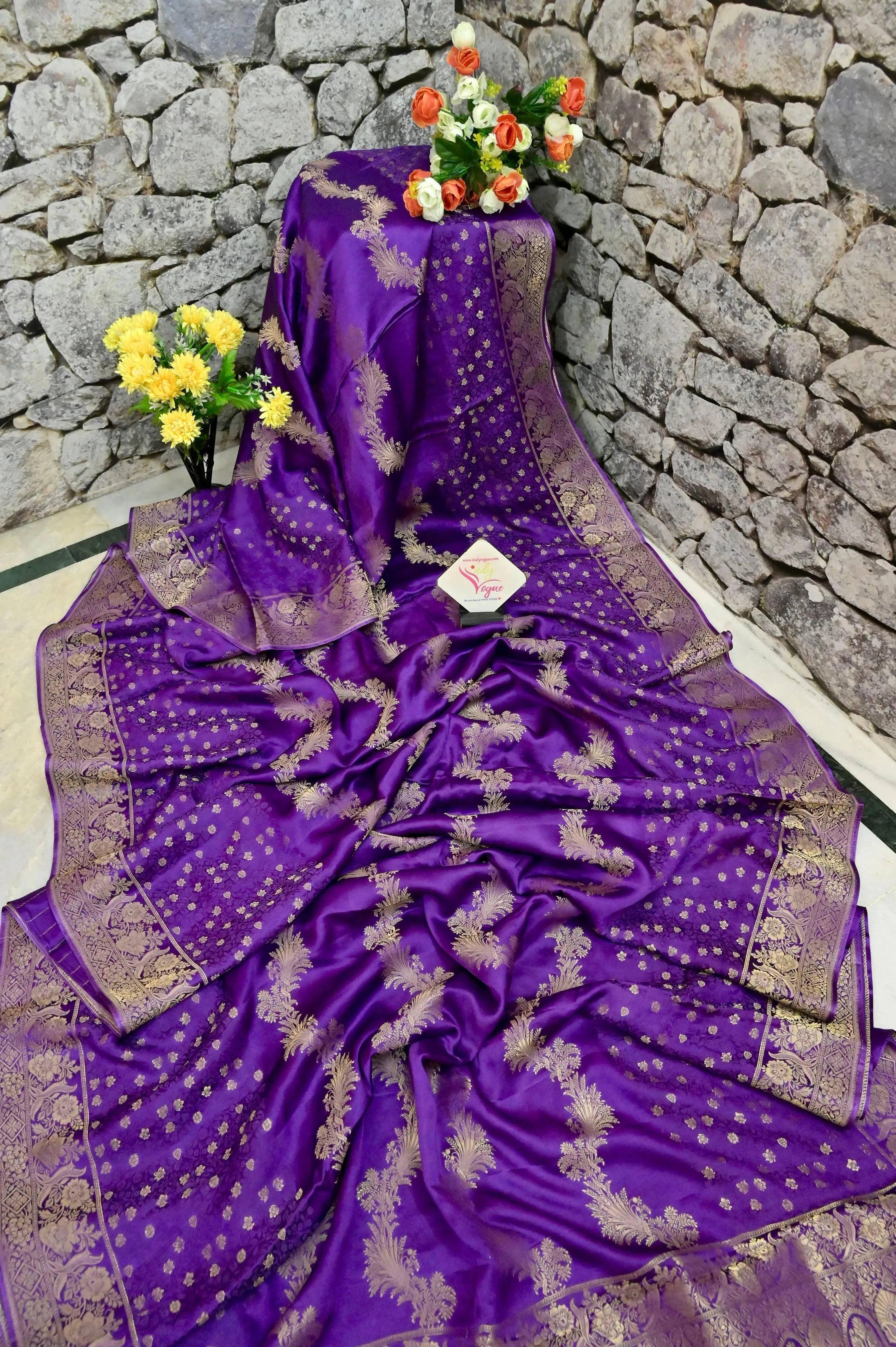 Purple Color Mashru Silk Banarasi with Meenakari Butta Work in