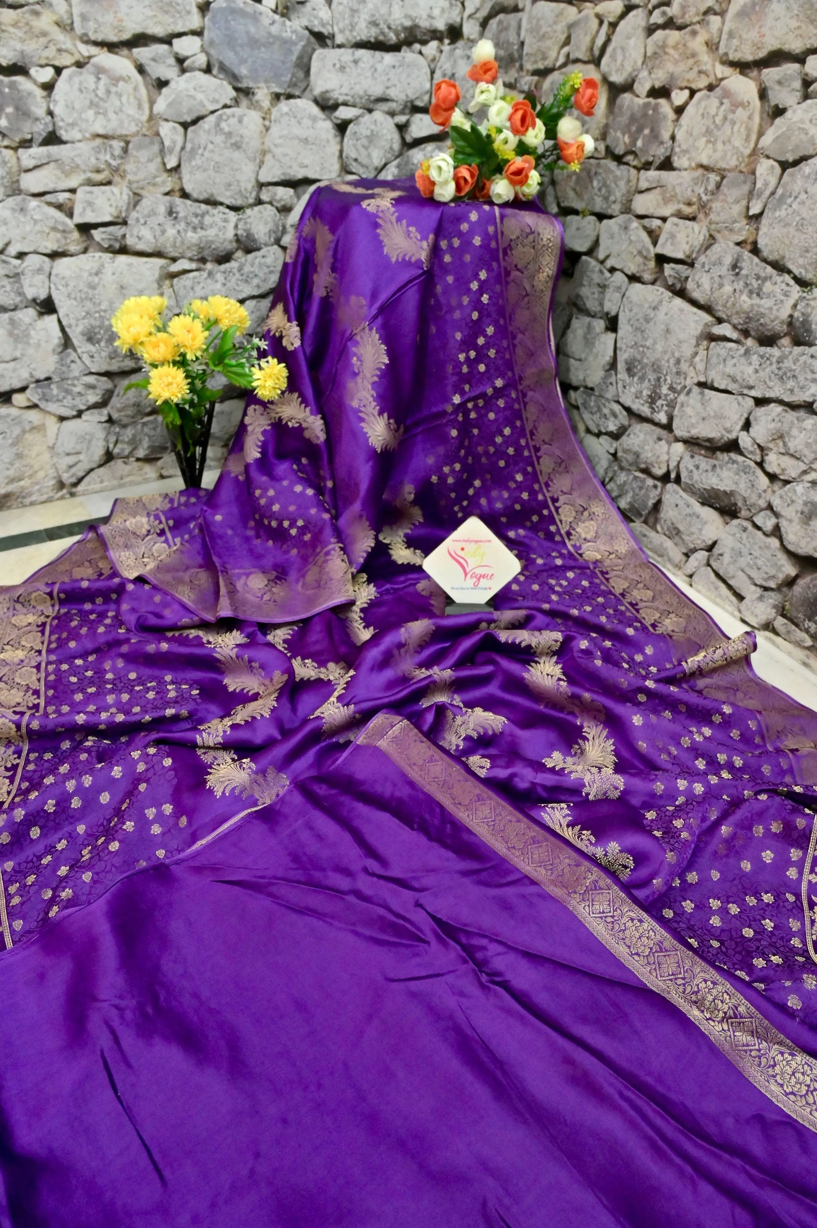 Purple Color Mashru Silk Banarasi with Meenakari Butta Work in