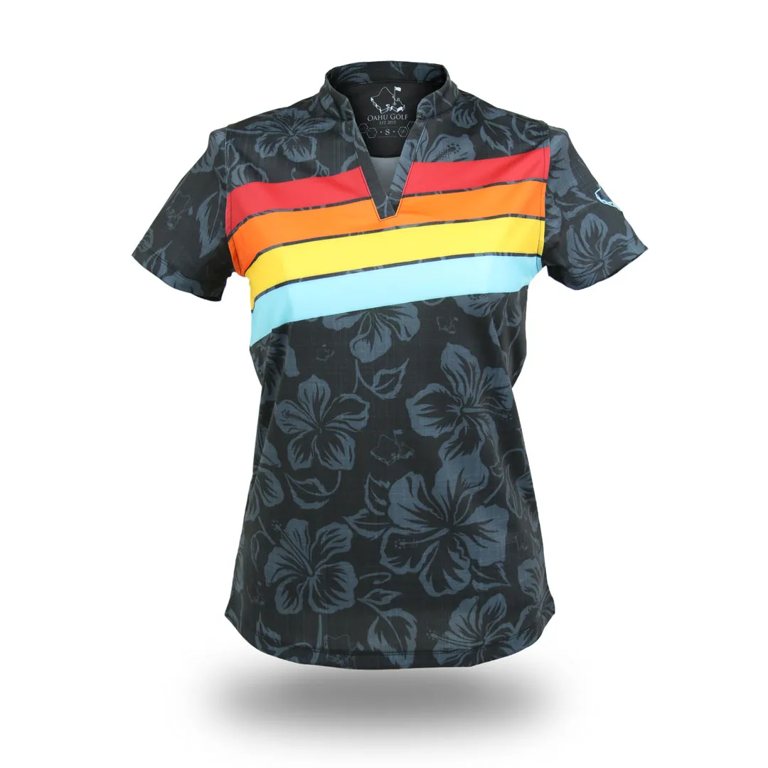 Retro Stripes Black Prism - OGA Women's Polo - Black