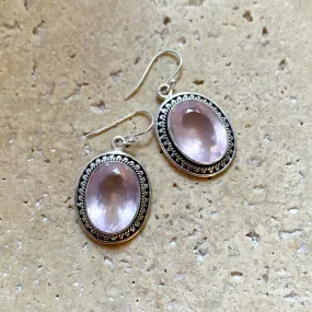 Rose Quartz Faceted Oval Earrings - Tulsi