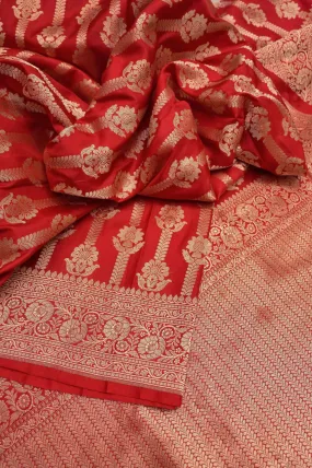 Royal Red Color Katan Banarasi Saree with Zari Work