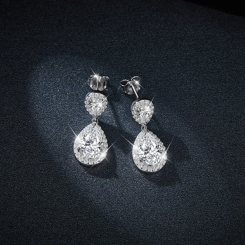 S925 Moissanite Pear Cut Hola Earring