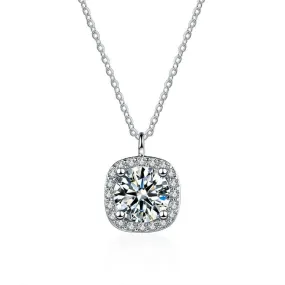 S925 Silver Pendant Moissanite Square Necklace