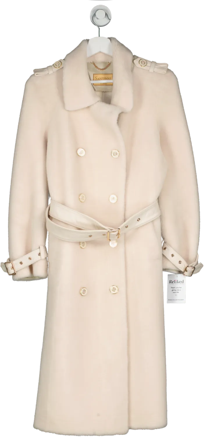 Santinni London Cream 'loren' Wool Trench Coat UK S