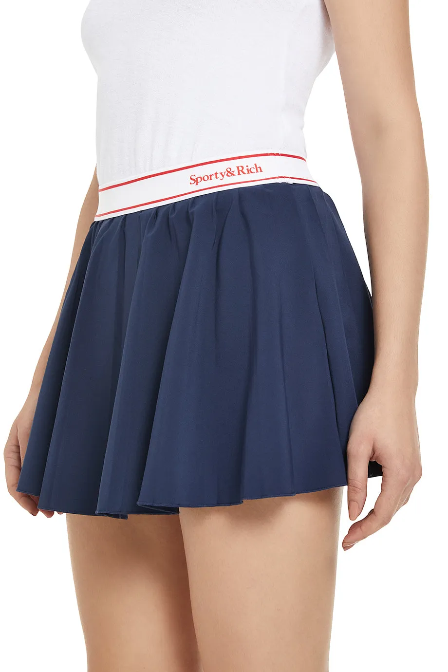 Serif Logo Pleated Mini Skirt