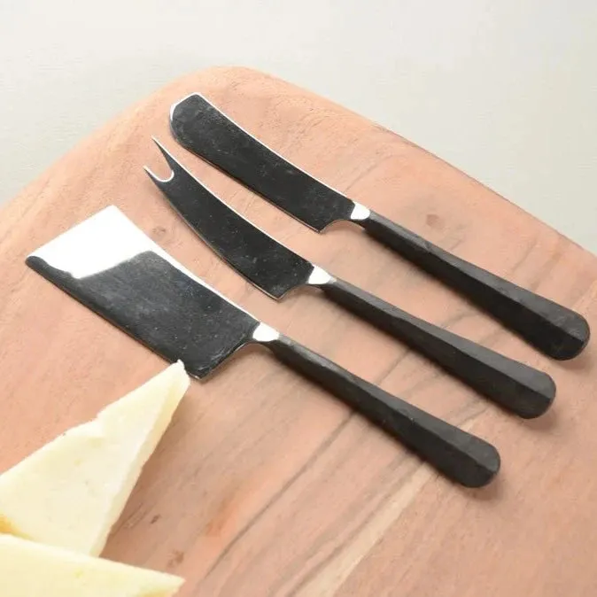 Simon Pearce Woodbury Cheese Knife Set - Black