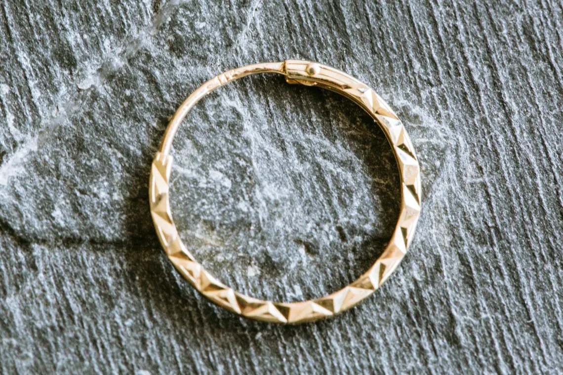 Snake Skin Cutting Hoop Ring Piercing Earring-14K Solid Gold Jewelry