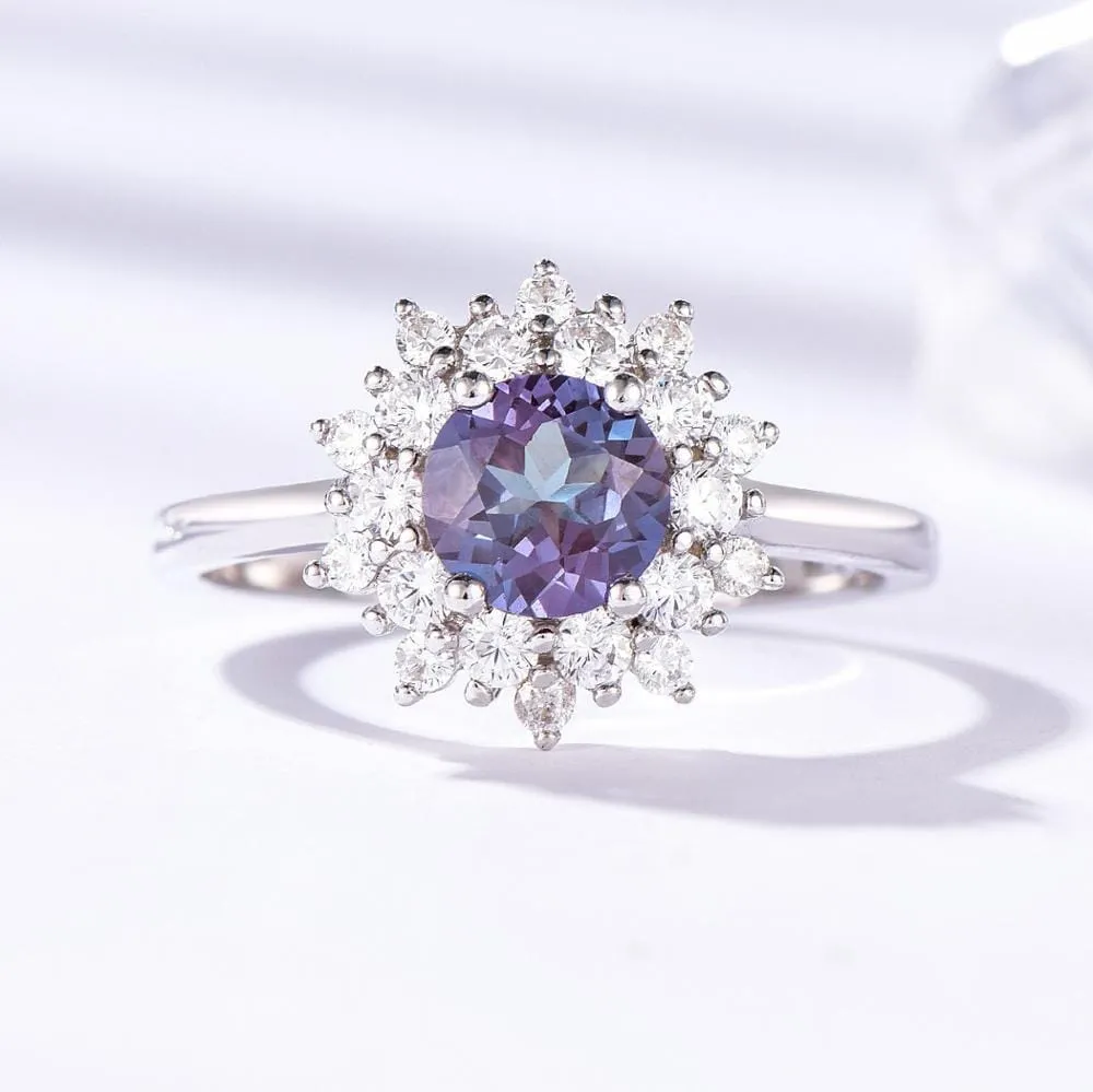 Solid Alexandrite Gemstone Ring - 925 Sterling Silver