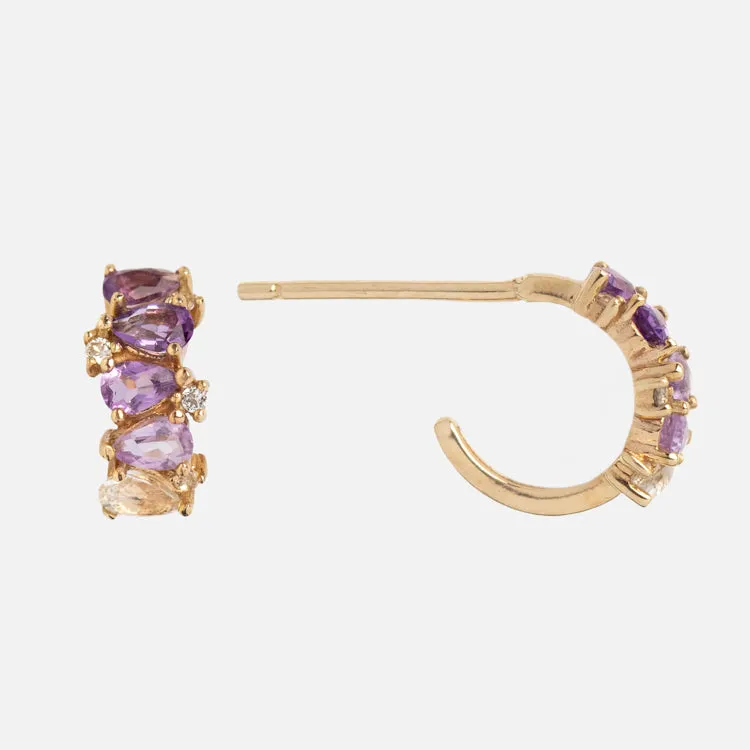 Solid Gold Ombre Birthstone Huggie Hoops