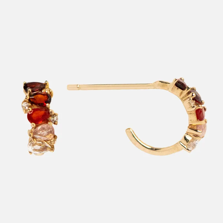 Solid Gold Ombre Birthstone Huggie Hoops