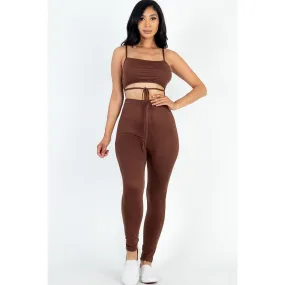 Solid Tie Front Cut Out Jumpsuit