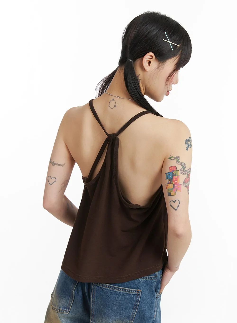 Solid V-Neck Cami Top IJ411