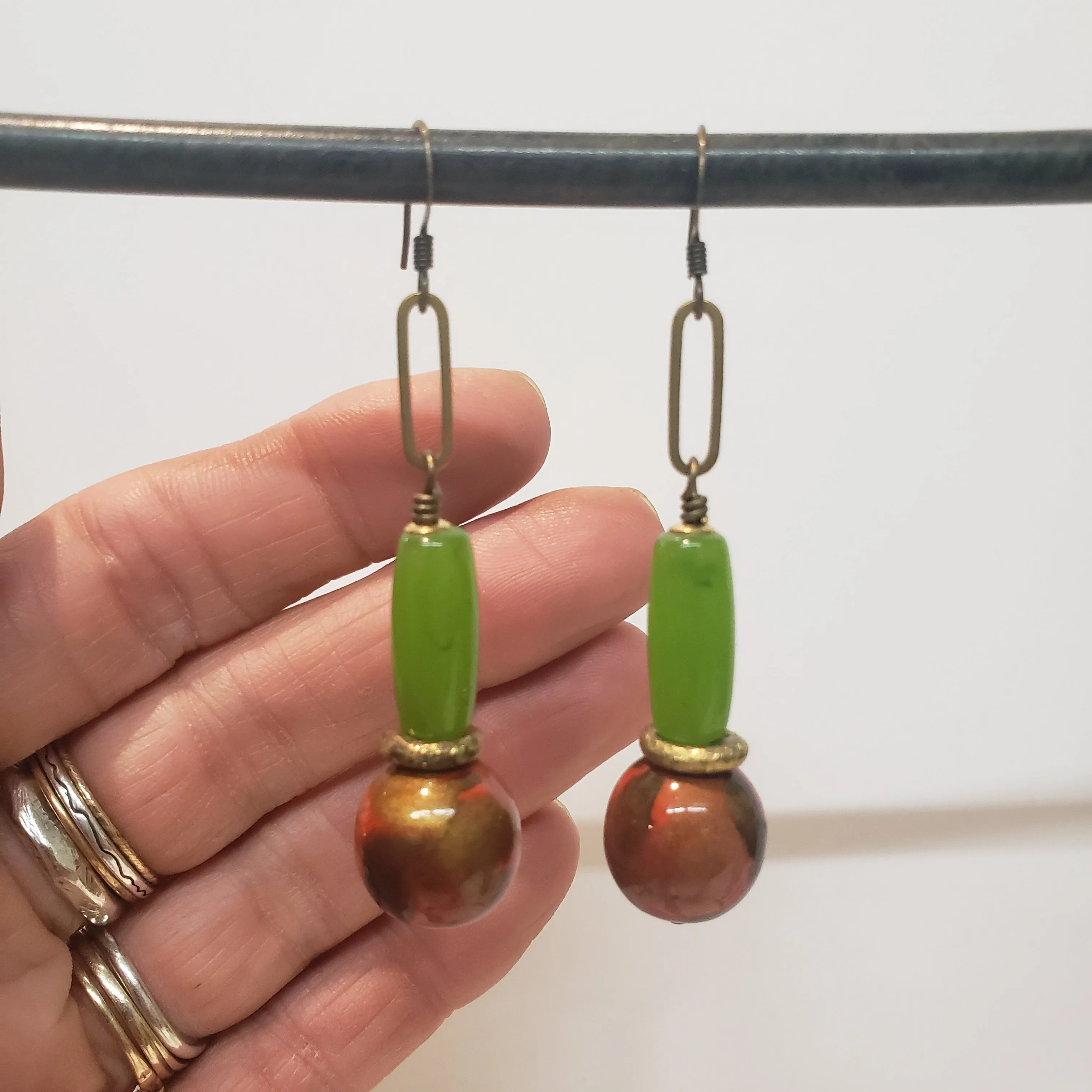 Stacked Moon Drop Earrings