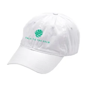 Talk to the Palm Embroidered White Cap