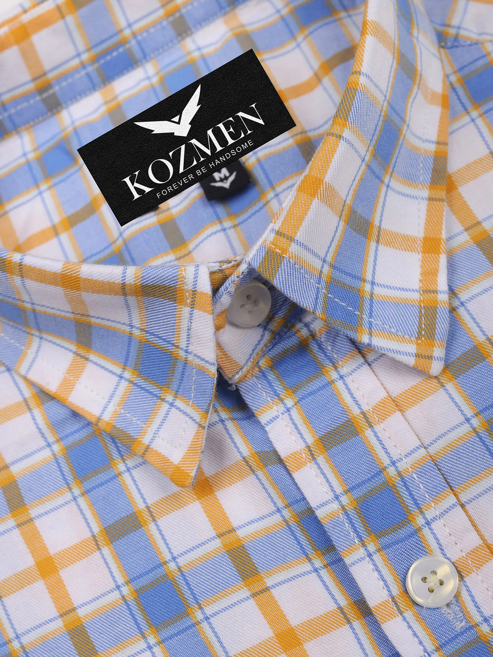 Tartan Plaid Sky Blue And Orange Colour Luxury Check Shirt