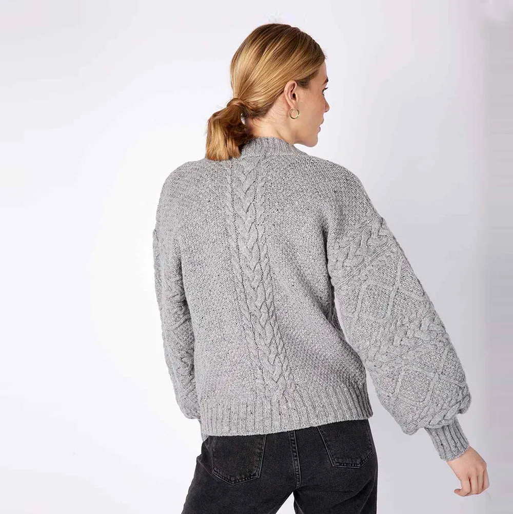 Thistle - Cable Knit Sleeves Button Cardigan