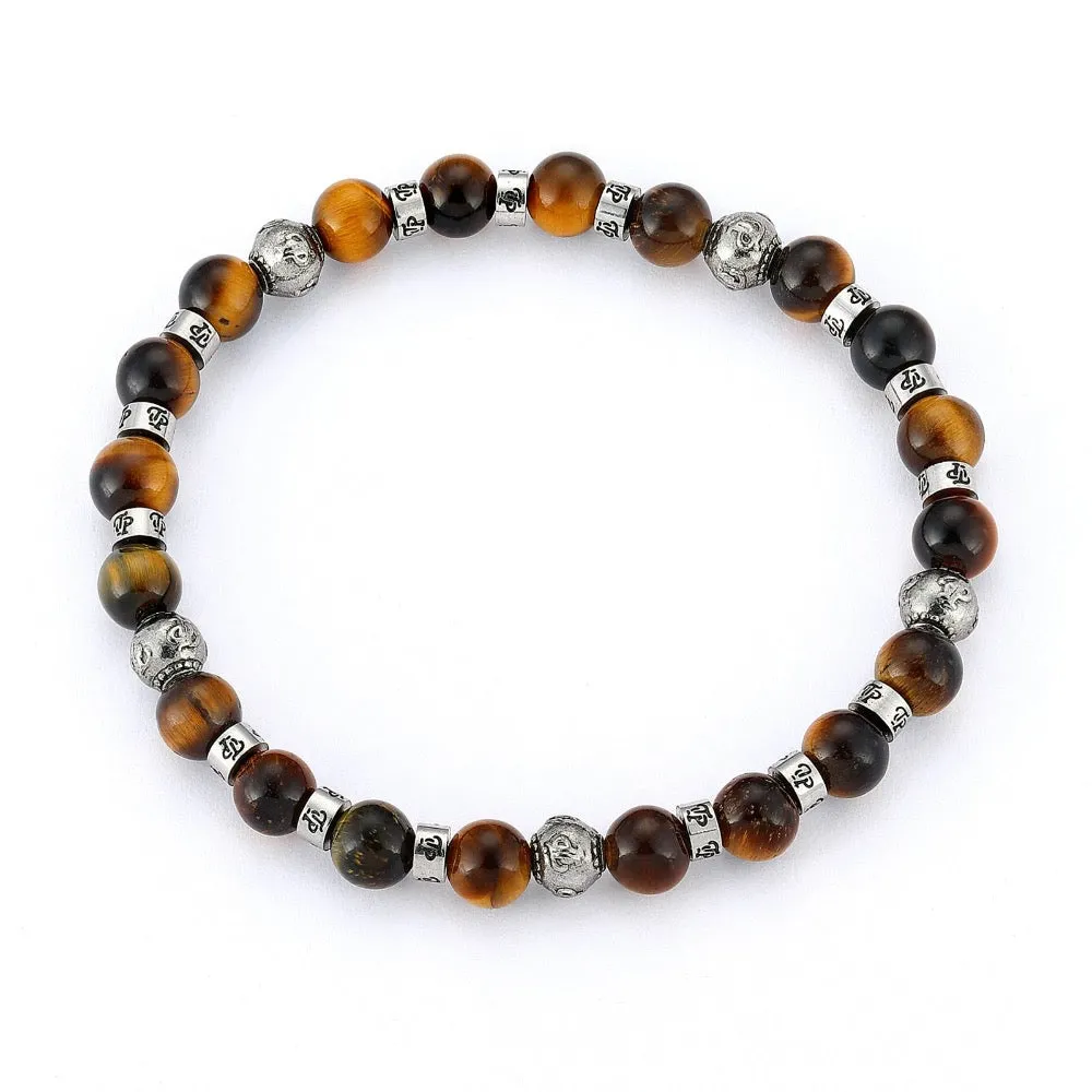 Tiger Eye Bead Bracelet - Silver