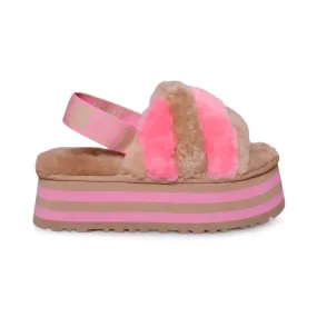 UGG Disco Stripe Slide Chestnut Pink Rose Slippers - Women's