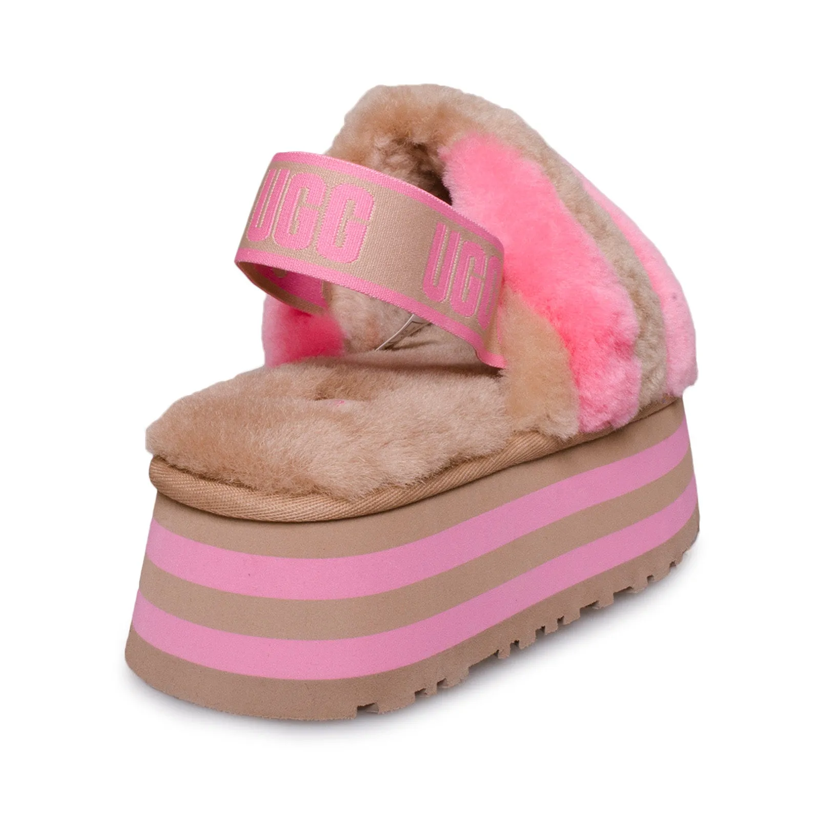 UGG Disco Stripe Slide Chestnut Pink Rose Slippers - Women's