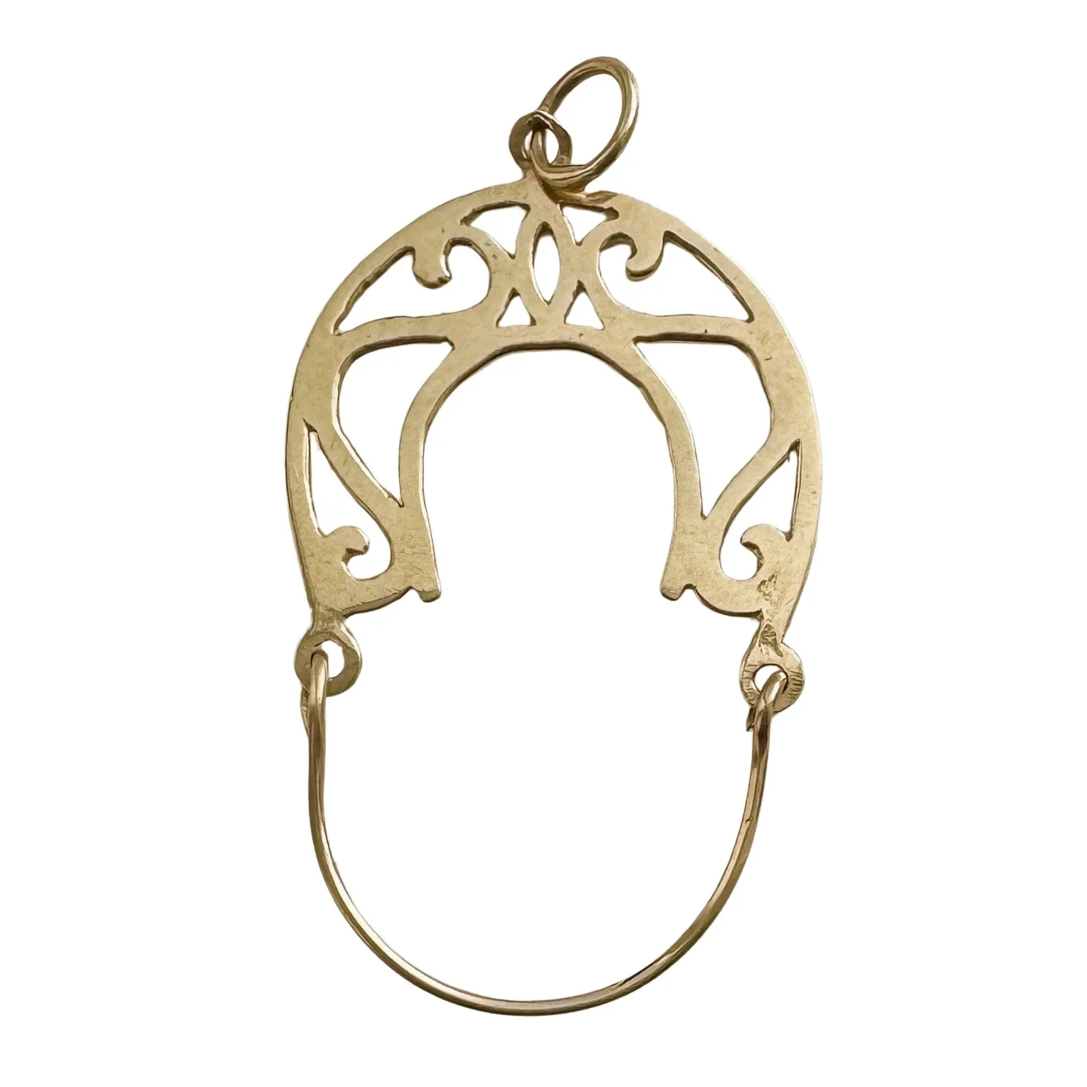 V I N T A G E // horse shoe helper / 14k yellow gold charm holder connector / a charm holder