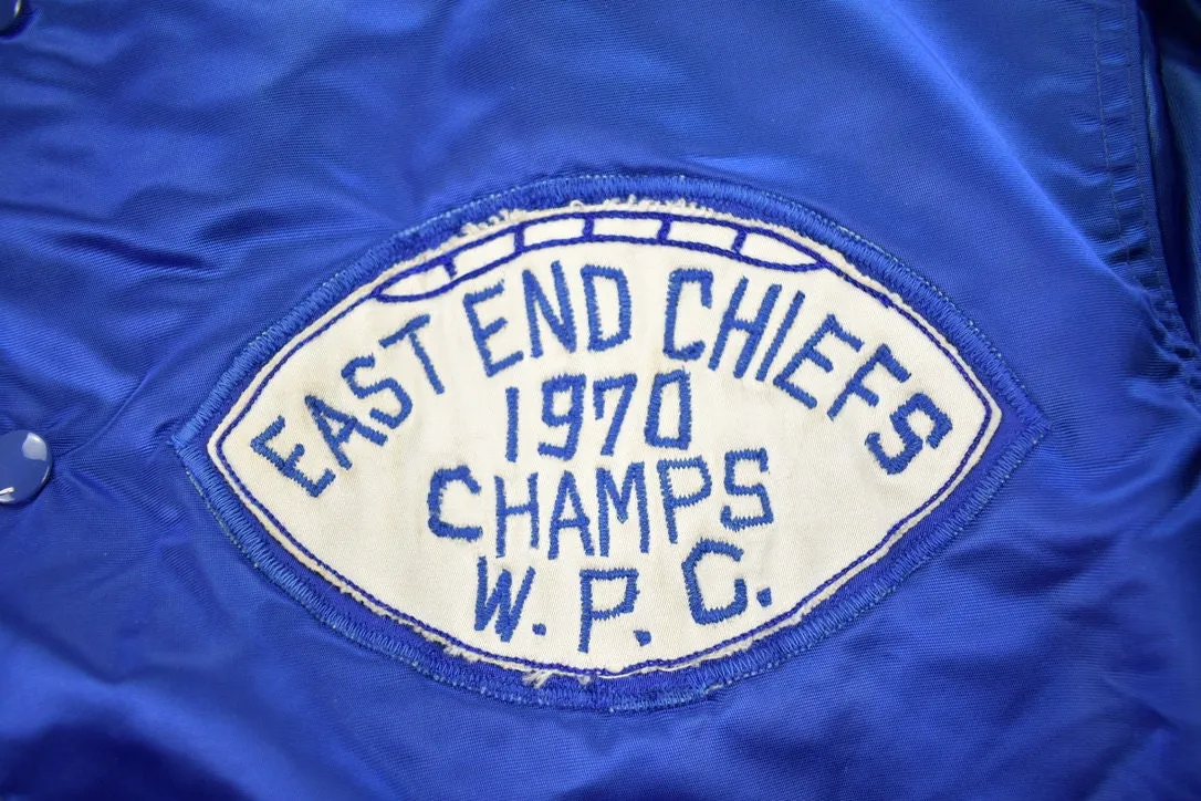 Vintage 1970s East End Chiefs New York  Bomber Jacket / Snap Button / Nylon / Souvenir Jacket / Made In USA / Streetwear / Patchwork