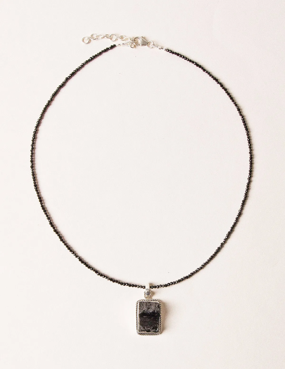 Vintage Raw Black Tourmaline Beaded Onyx Necklace