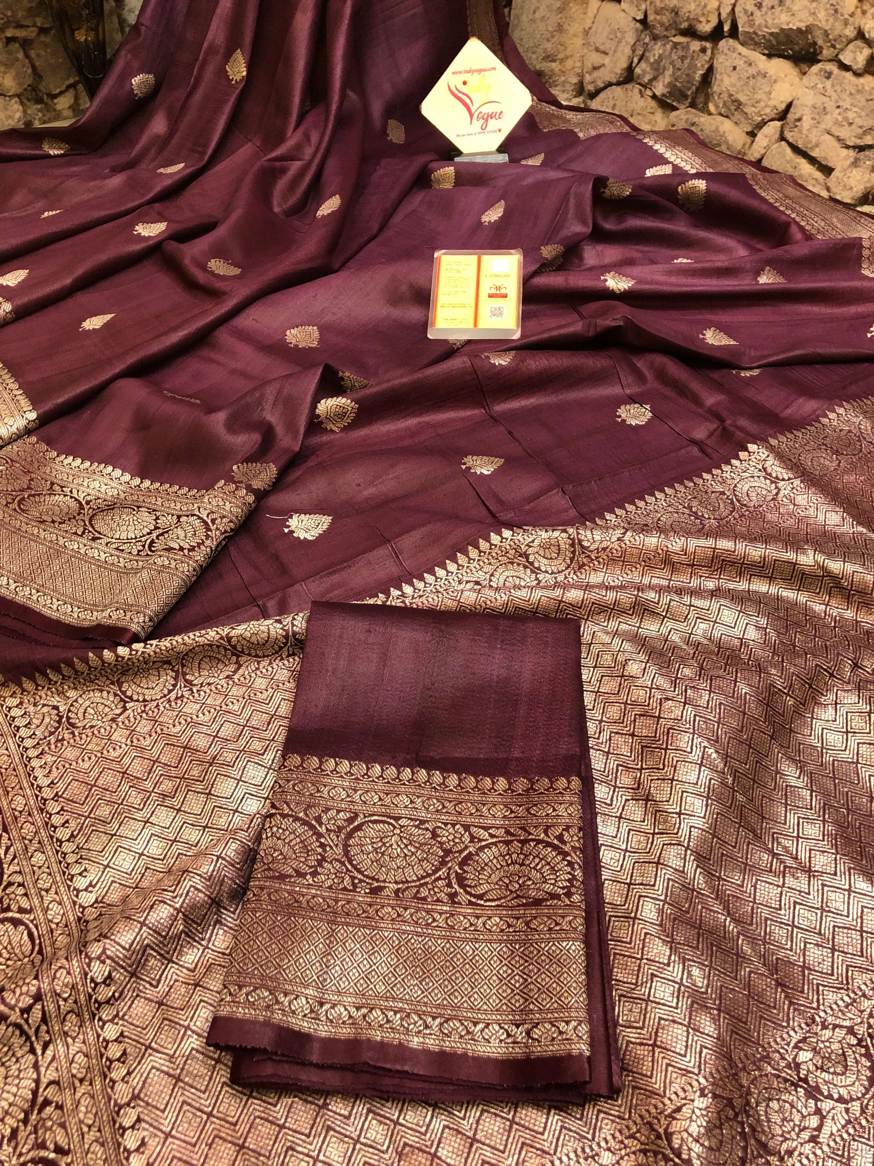 Walnut Brown Color Pure Tussar Georgette Banarasi Saree