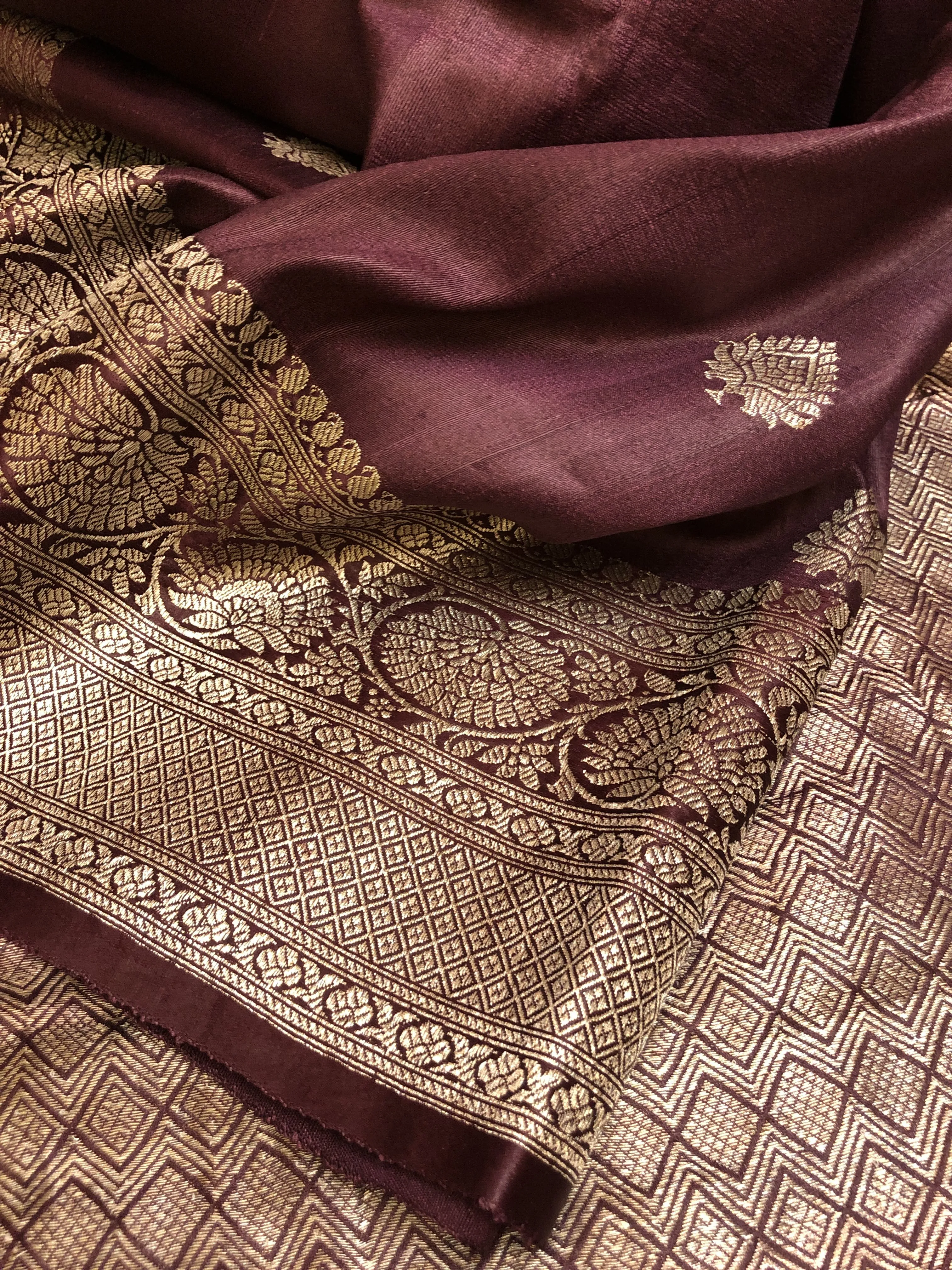 Walnut Brown Color Pure Tussar Georgette Banarasi Saree