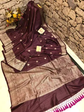 Walnut Brown Color Pure Tussar Georgette Banarasi Saree