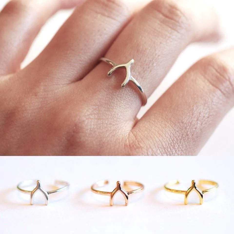 Wholesale Wishbone Ring- 925 Sterling Silver Wishbone Connector, Adjustable Ring, Minimalist Ring, Good Luck Ring, Simple Everyday ring, Stacking Ring