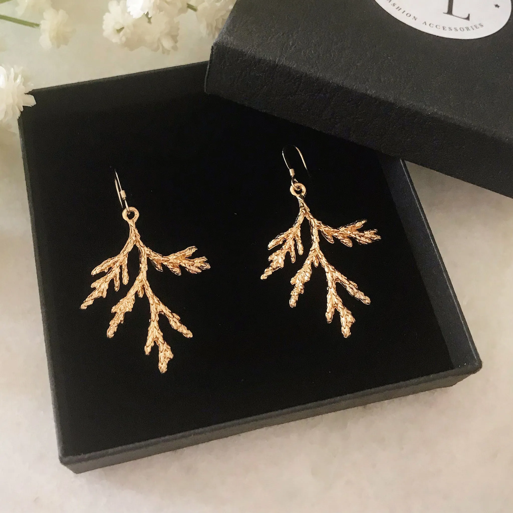 Wisteria London Aster Gold Branch Drop Earrings