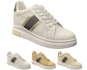 Women's Faux Leather Casual Lace Up Trainers