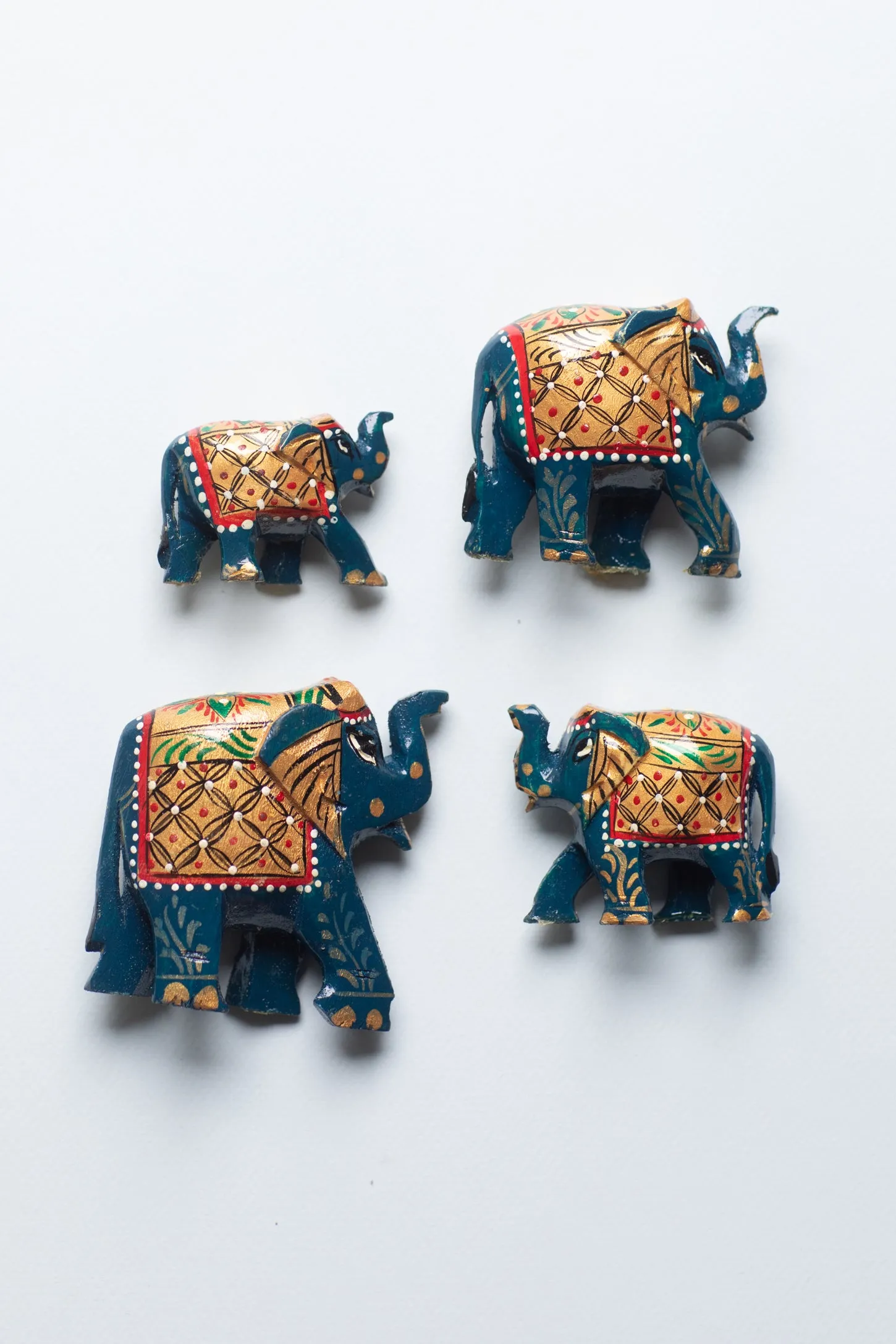 Wooden Handpainted Elephant Family