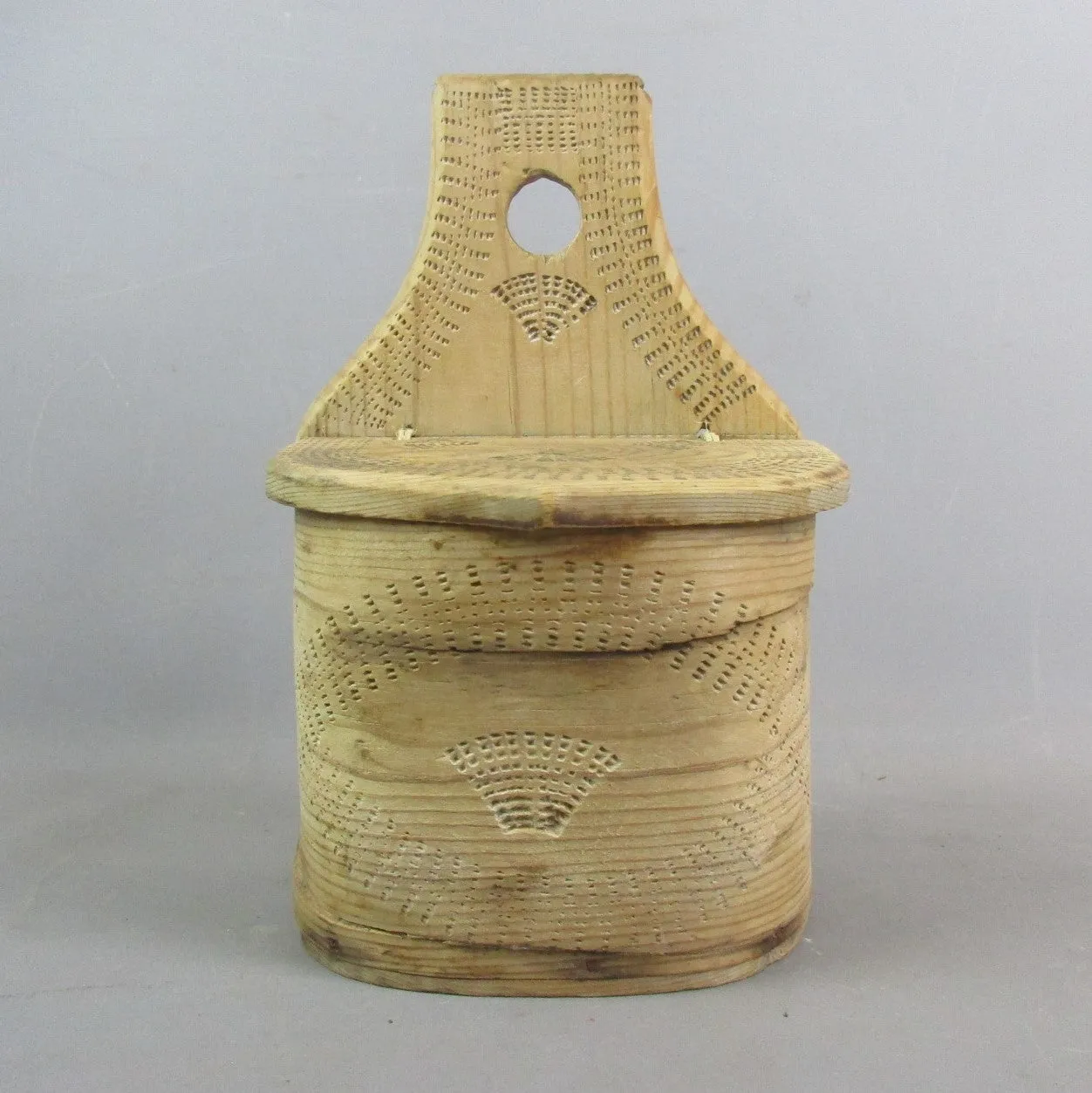 Wooden Salt Box With Shell Detail Vintage c1970